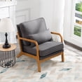 thumbnail image 1 of Gewnee Accent Chair Mid-Century Modern Chair with Pillow Upholstered Lounge Arm Chair with Solid Wood Frame & Soft Cushion for Living Room, Bedroom, Balcony, 1 of 12