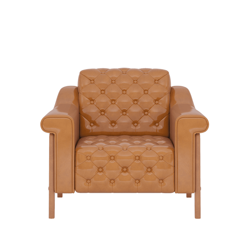 Gewnee Accent Chair, Mid-Century Modern Tufted Faux Leather Armchair, Comfy Reading Chair for Living Room Bedroom Office,Brown
