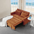 thumbnail image 1 of Gewnee Antique gold Velvet Pull-out Sleeper Sofa Bed - Solid Wood Frame, 2-Seater Loveseat for Home/Guest Room, Small Space Friendly, 1 of 16