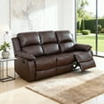 thumbnail image 1 of Gewnee Brown 3-Seater Reclining Sofa - Air Leather Upholstery with High-Elastic Sponge for Living Room & Office, 1 of 18
