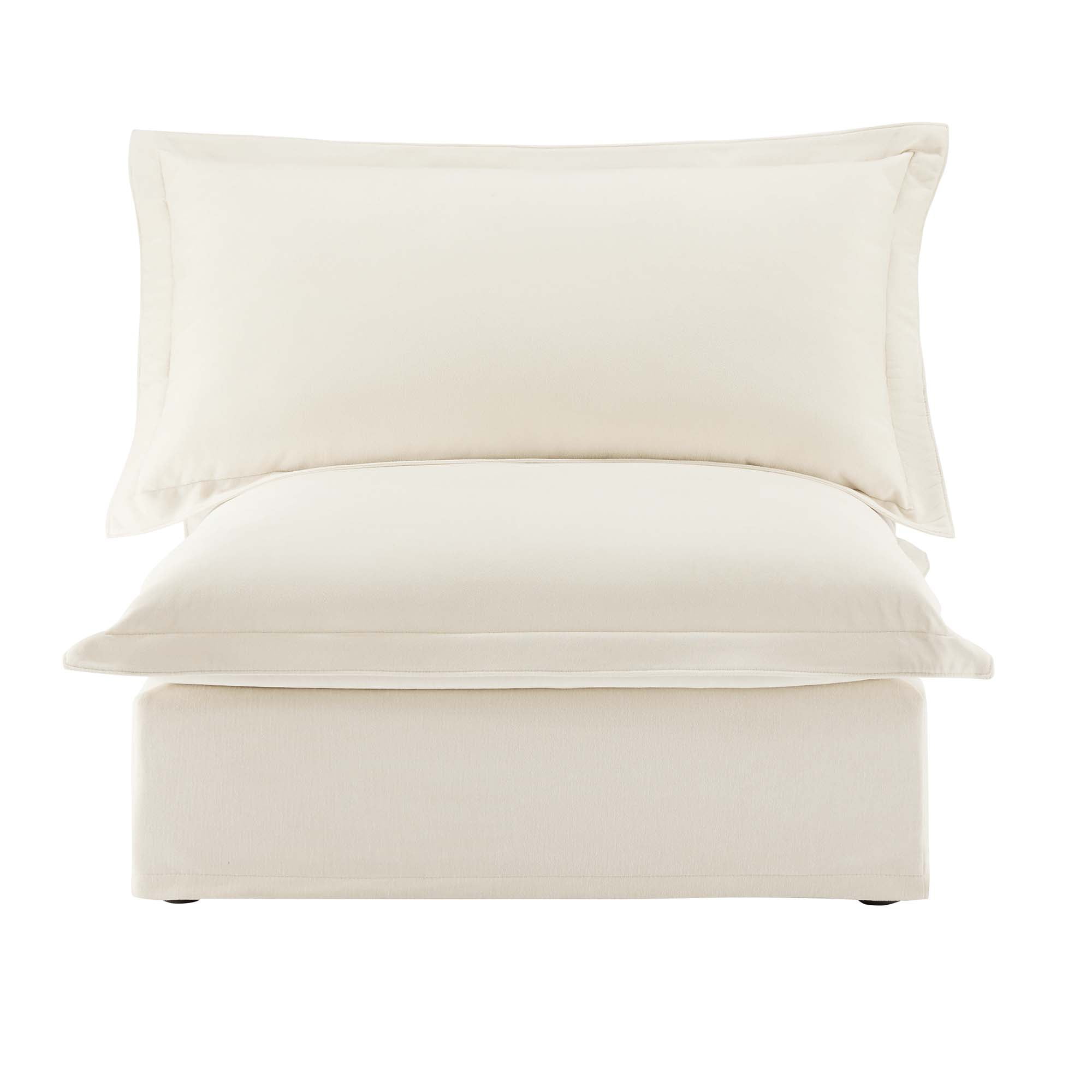 Gewnee Chenille Fabric Cream Deep Seat Singel Armless Sofa Couch for Living Room, Reading Room, Bedroom and Working Spaces