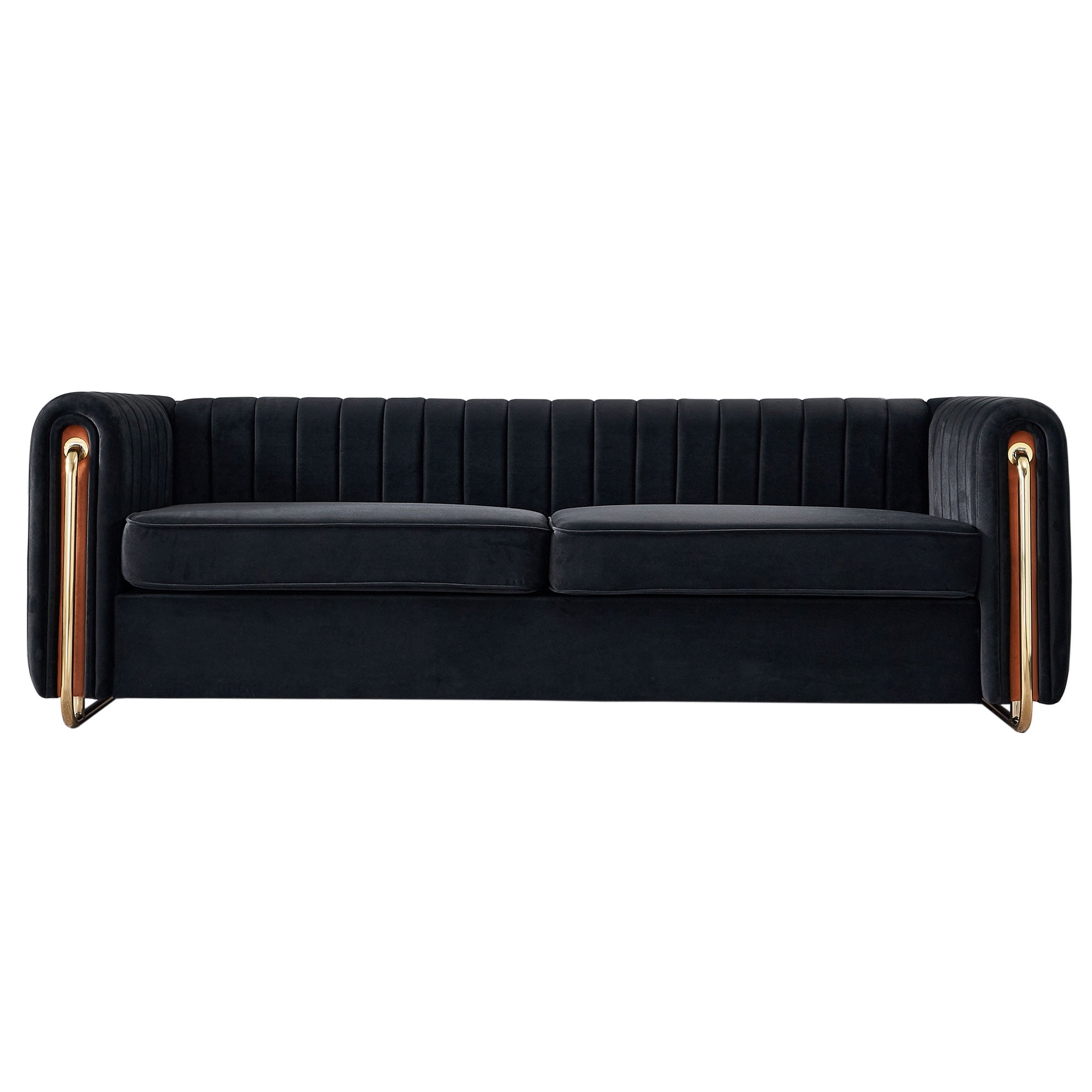 Gewnee Chesterfield Modern Velvet Tufted Sofa Couch, Black