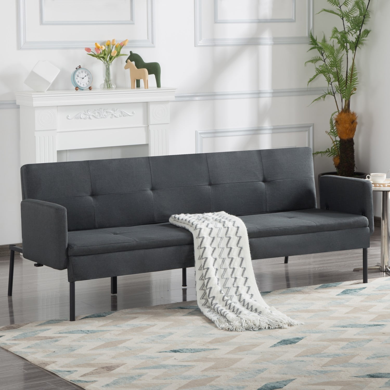 Gewnee Convertible Futon Sofa Bed, 74.8" Comfy Loveseat Sleeper Sofa with Adjustable Backrest Armrest,Small 2 Seater Futon Couch for Living Room,Bedroom
