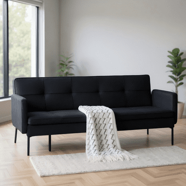 Gewnee Convertible Futon Sofa Bed, 74.8" Comfy Loveseat Sleeper Sofa with Adjustable Backrest Armrest, Small 2 Seater Futon Couch for Living Room,Bedroom