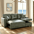 thumbnail image 1 of Gewnee Convertible Sofa Bed,Sectional Sleeper Sofa with Pull Out Bed & Storage Chaise,L-Shaped Couch for Living Room.Olive Green Foil Fabric, 1 of 14