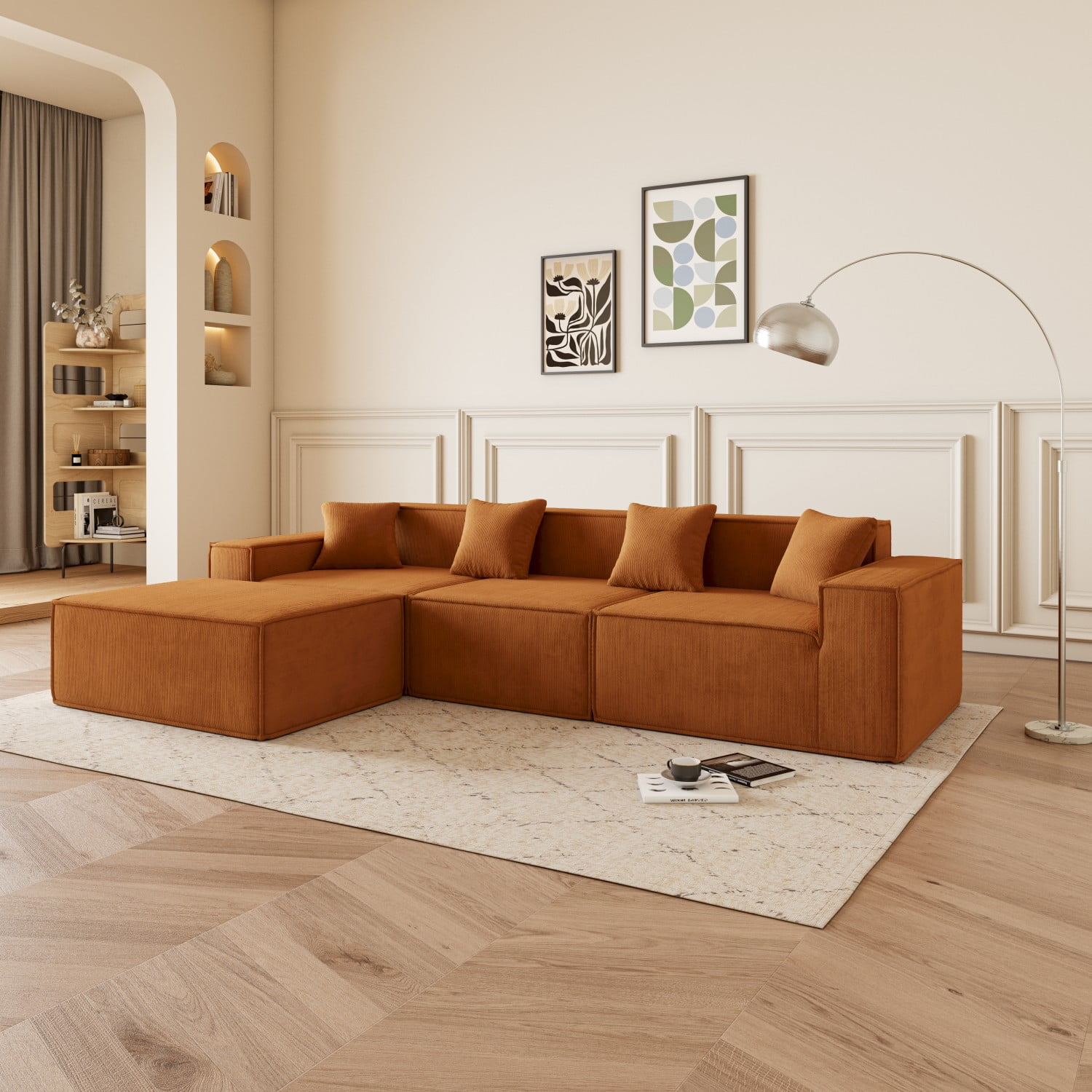 Gewnee Modular L-Shaped Sectional Sofa with Reversible Chaise, Deep Seat Cushions Modern Upholstered Fabric ,Comfortable Couch for Living Room, Apartments