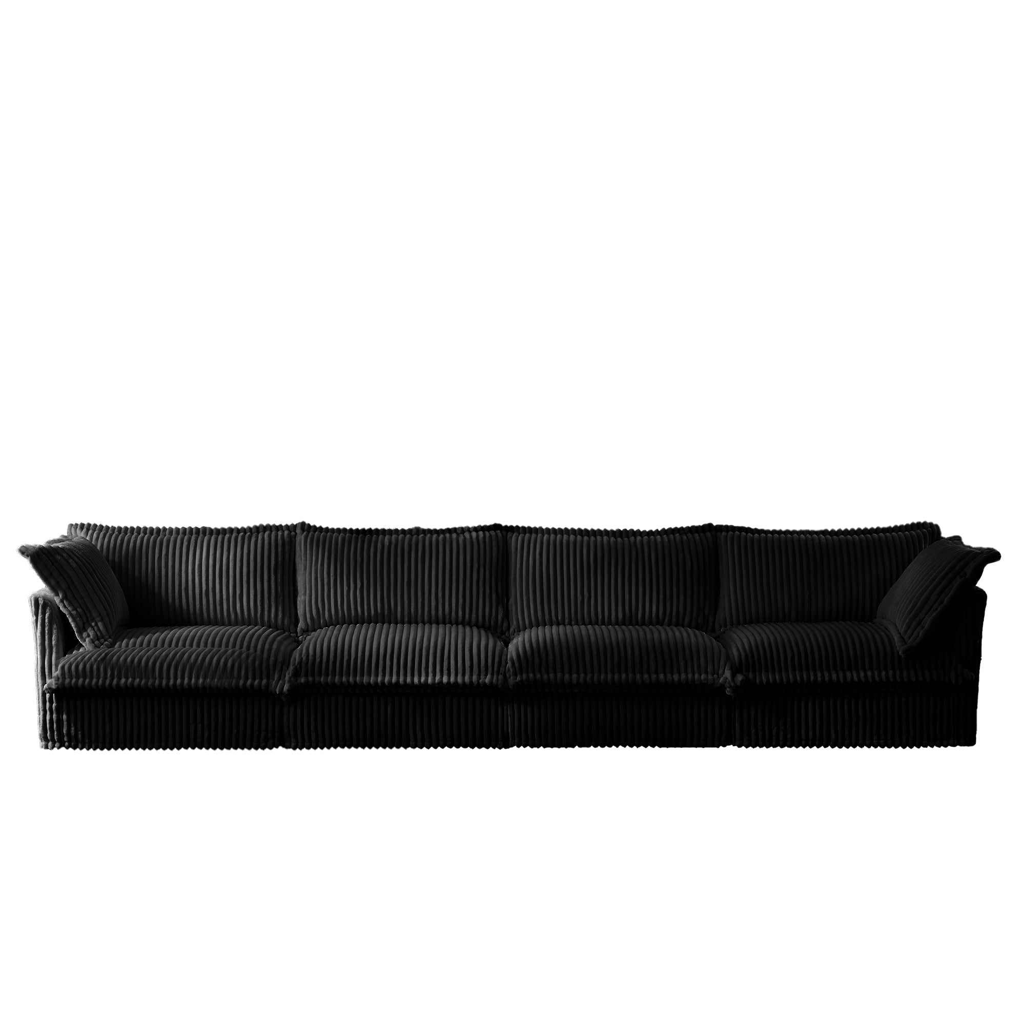 Gewnee Deep Seat Slipcovered Oversize 4 Seater Sectional Sofa Couch with Removable Cover,Comfy Black Corduroy Fabric for Living Room