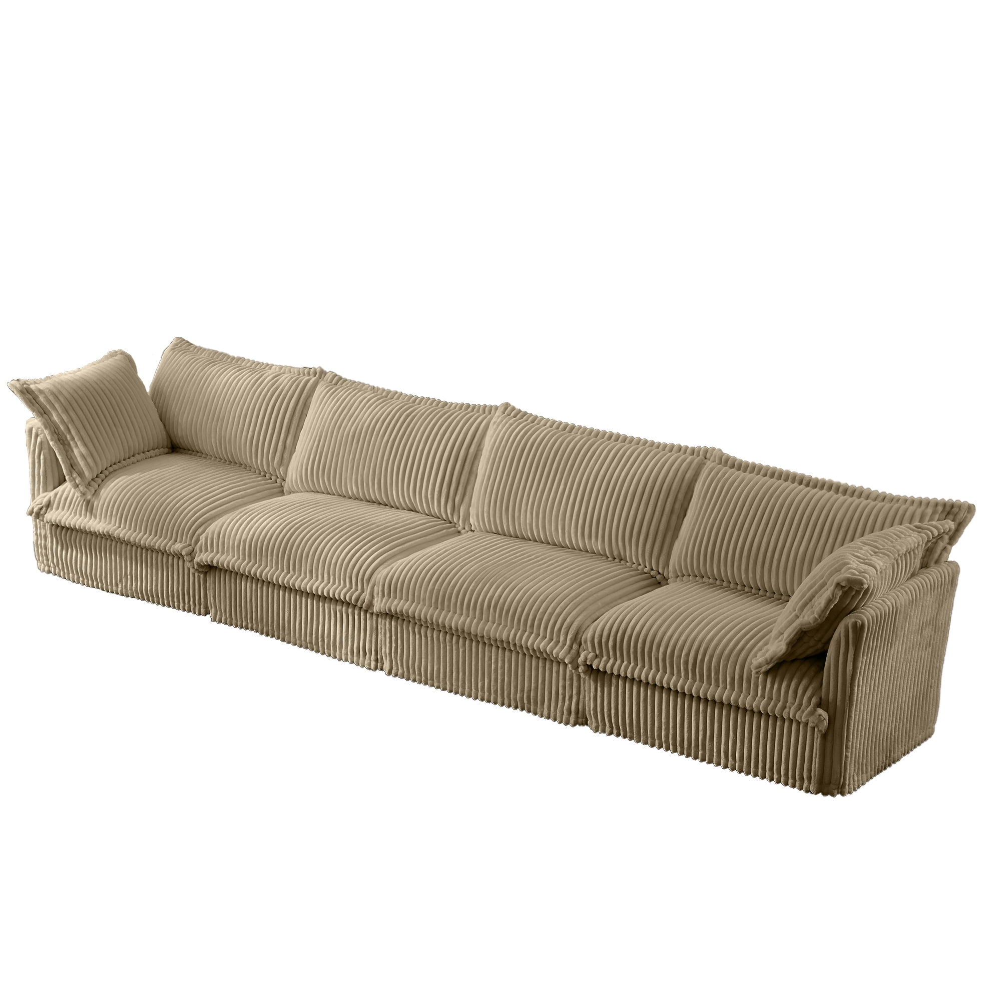 Gewnee Deep Seat Slipcovered Oversize 4 Seater Sectional Sofa Couch with Removable Cover,Comfy Camel Corduroy Fabric for Living Room
