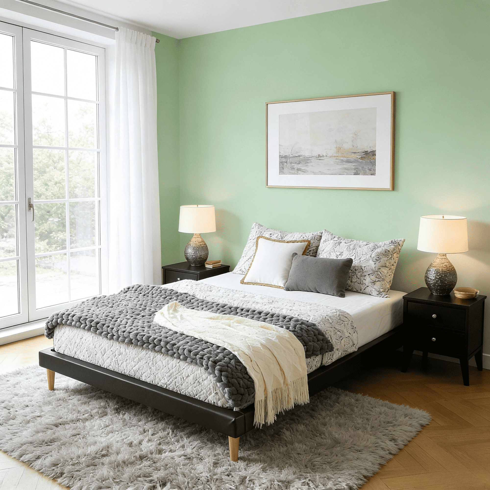 Gewnee Full Size Platform Bed - Durable Wood Frame with Center Support Leg, Faux Leather Upholstery, Cozy Bedroom Bed Frame .No Box Spring Required(Black)