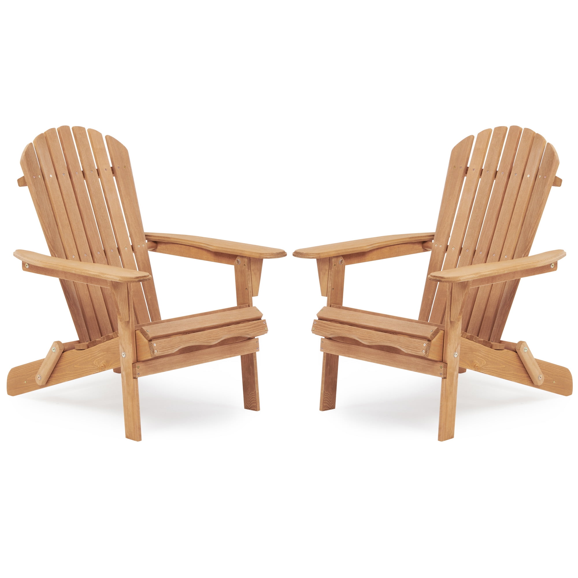 Gewnee Folding Wood Adirondack Chairs Set of 2, Outdoor Patio Chairs,Brown