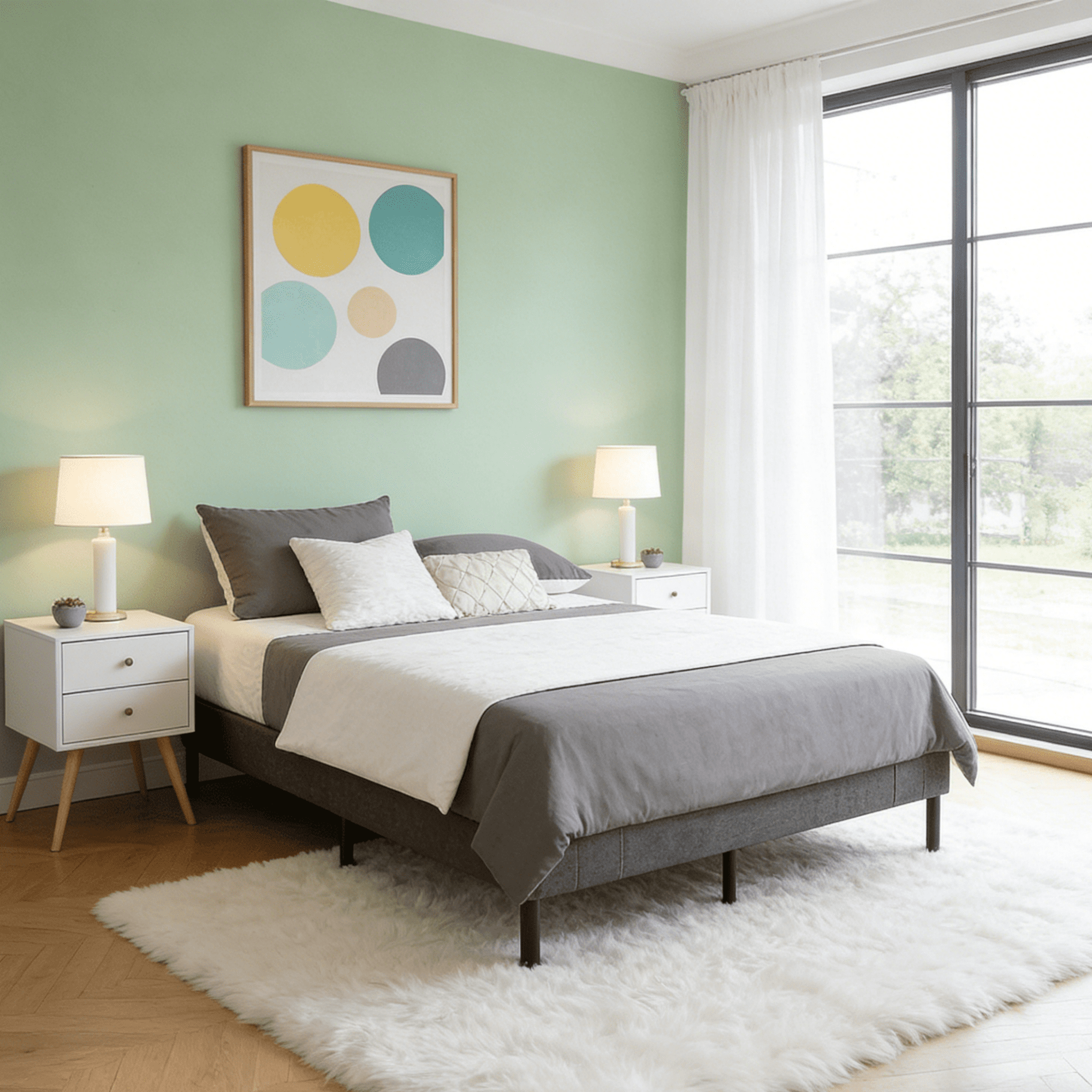 Gewnee Full Size Platform Bed Frame with Wood Slats Support,No-Noise,Easy to Assemble,No Box Spring Required,Gray