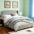 thumbnail image 1 of Gewnee Full Size Upholstered Platform Bed Frame with Adjustable Wingback Headboard, Button Tufted & Nailhead Trim, Box Spring Required, Light Gray, 1 of 7