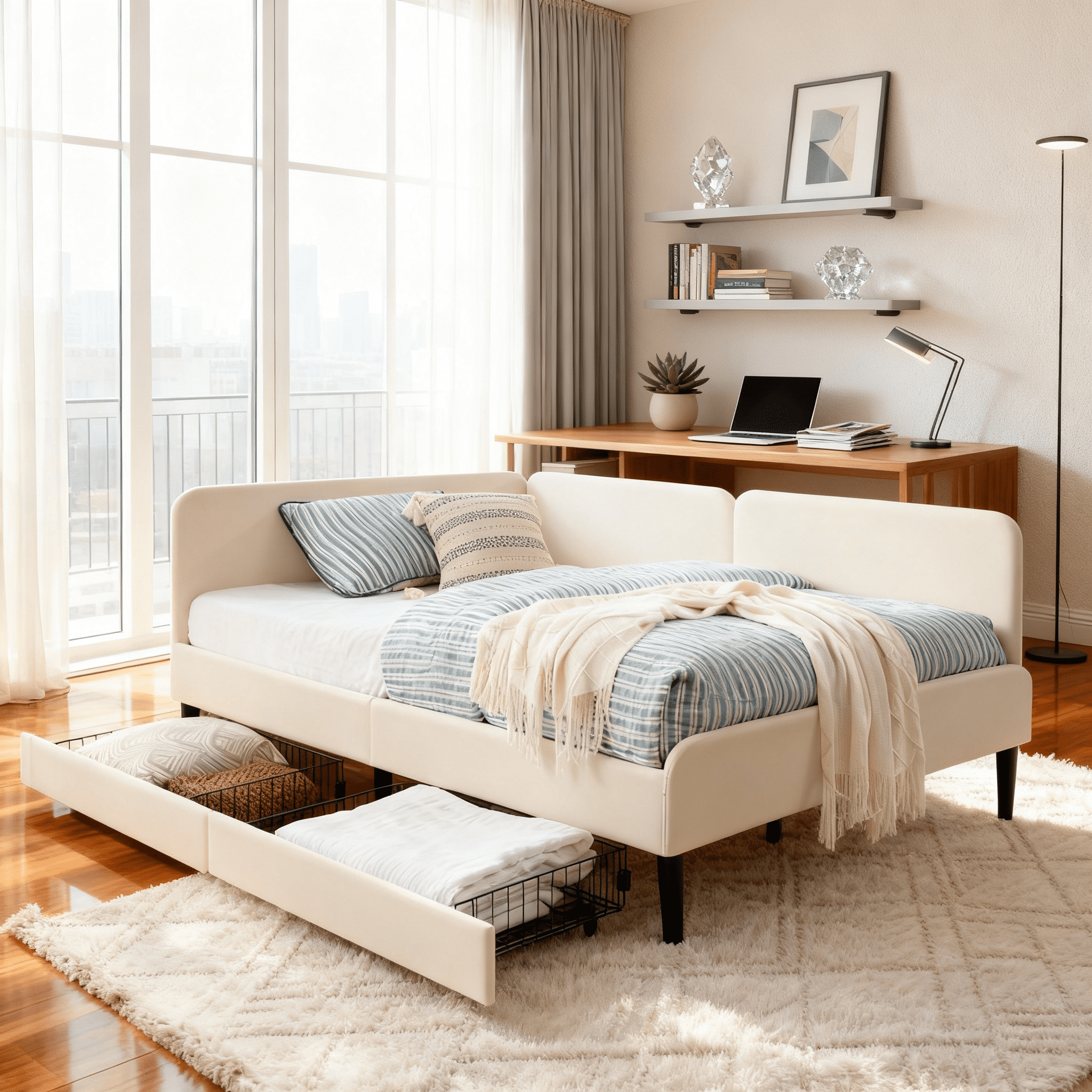 Gewnee Full Size Upholstered Velvet Daybed with 2 Storage DrawersSpace-Saving Sofa Bed for Guest Room or Apartment