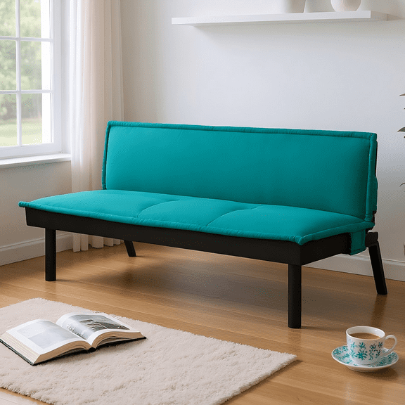 Gewnee Futon Sofa Bed,Modern Velvet Convertible Sofa Bed with 3 Adjustable Backrest Angles,Loveseat Sleeper Couch for Living Room Apartment Furniture.Green