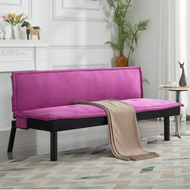 Gewnee Futon Sofa Bed,Modern Velvet Convertible Sofa Bed,Loveseat Sleeper Couch for Living Room Apartment Furniture (Pink)