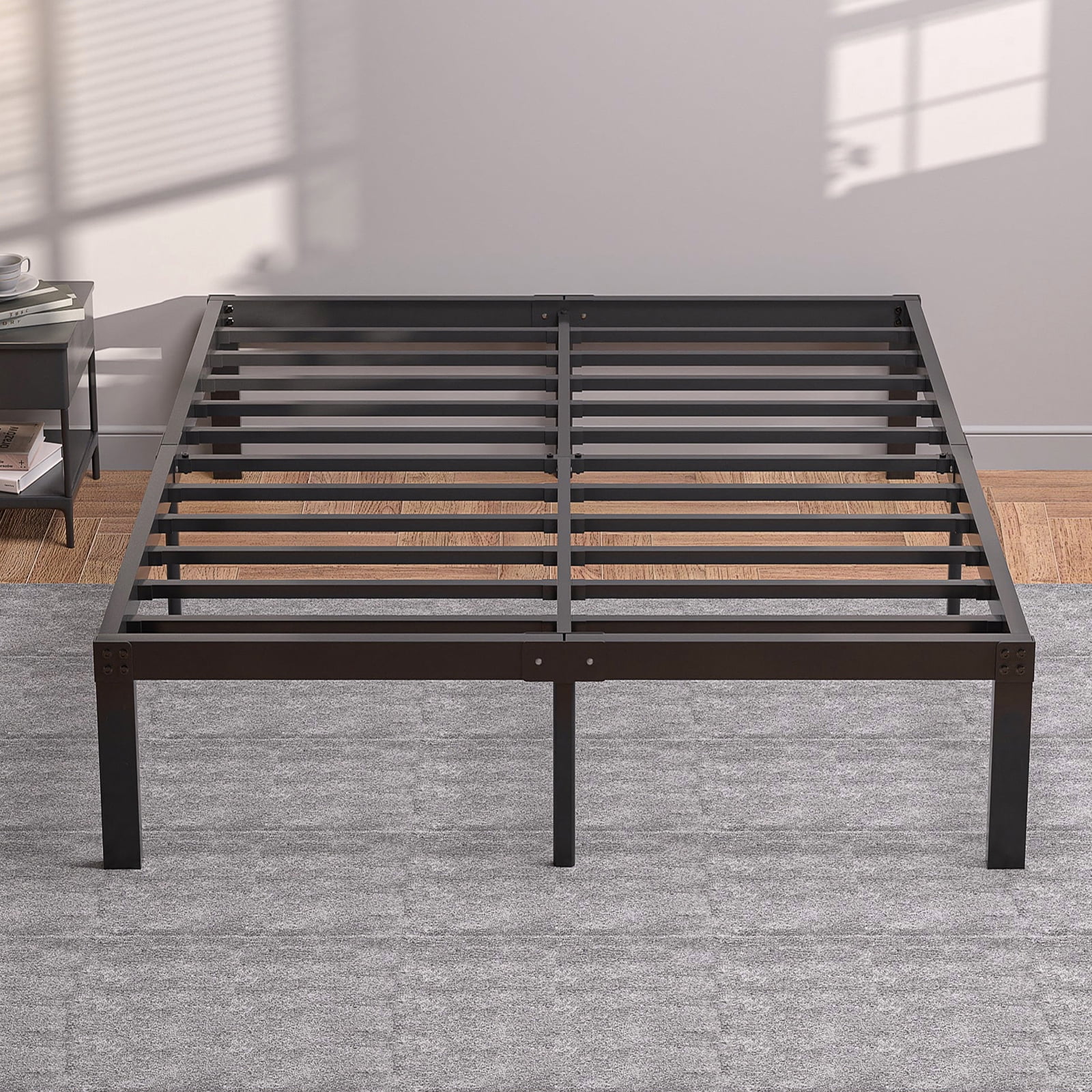 Gewnee Heavy Duty Full Size Metal Platform Bed Frame with Under Bed Storage Space,Black
