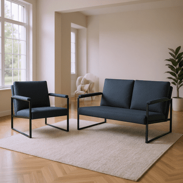Gewnee Modern style Accent Armchair with Loveseat Sofa Couch 2 Piece Sets Combination for Living Room