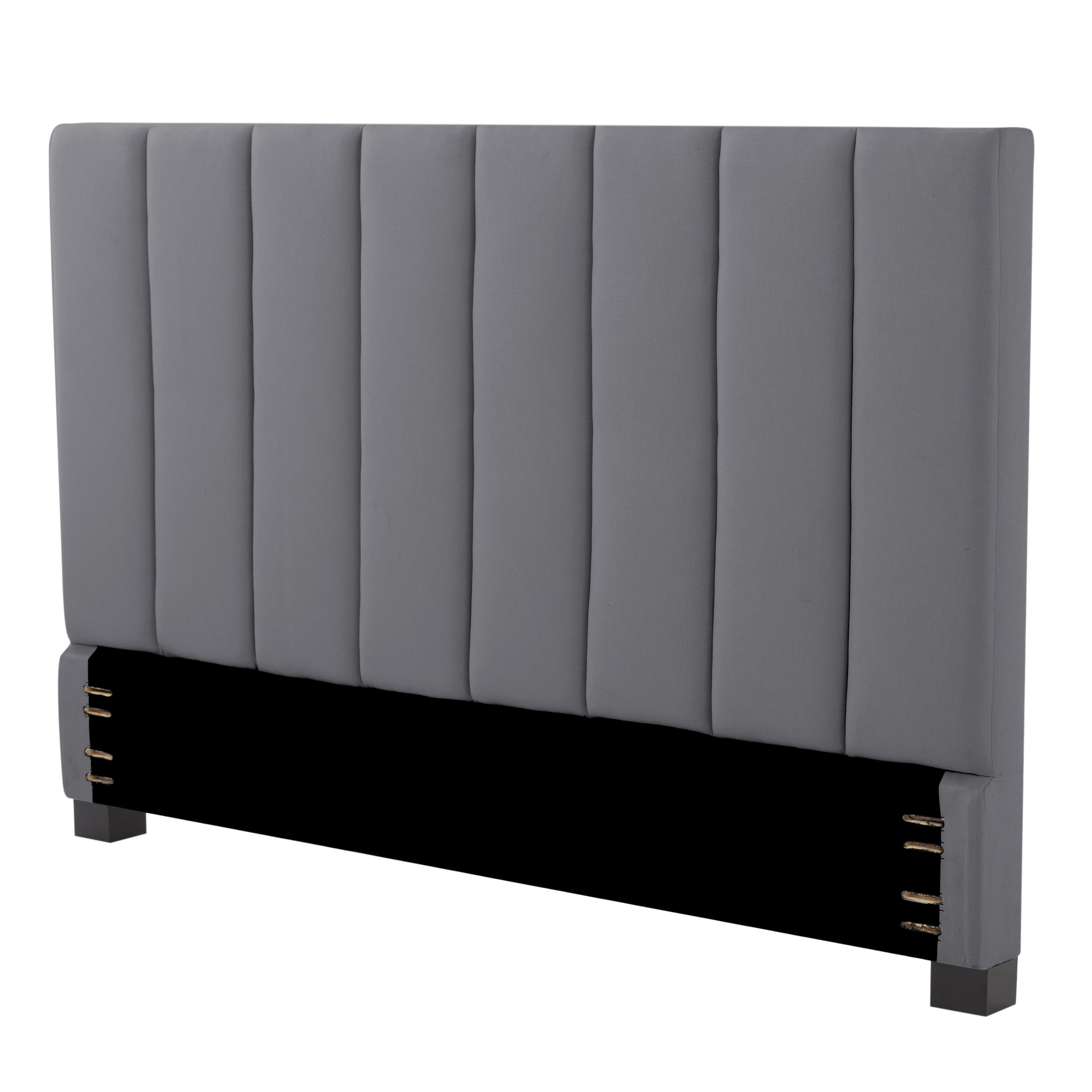 Gewnee King Size Linen Upholstered Panel Headboard,Contemporary Bedroom Furniture,Dark Grey