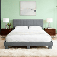 thumbnail image 1 of Gewnee King Size Platform Bed Frame with Upholstered Square Tufted Headboard,Wood Slats & Center Support Leg,Sturdy Wood Frame,No Box Spring Required.Light Grey, 1 of 14