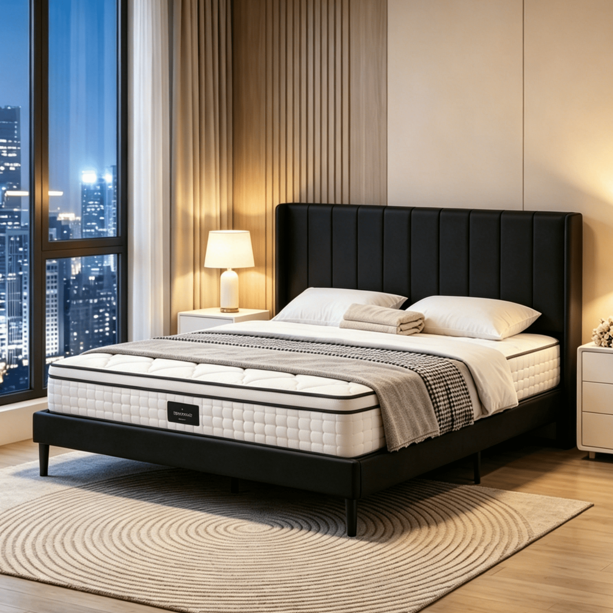 Gewnee King Size Upholstered Platform Bed Frame with Velvet Headboard,Wood Slats Support,Easy Assembly,No Box Spring Needed,Black