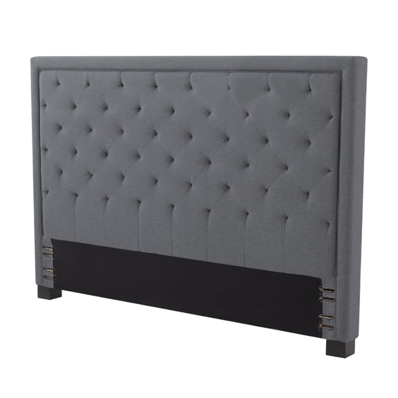 Gewnee King Size Wingback Upholstered Headboard Button Tufted Linen Dark Grey for Bedroom