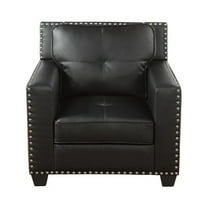 Gewnee Leather Upholstered Armchair Accent Chair with Nailhead Trim,Black