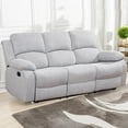 thumbnail image 1 of Gewnee Linen Fabric Upholstered Manual Reclining Sofa with 3 Recliners and Cup Holders,Gray, 1 of 8