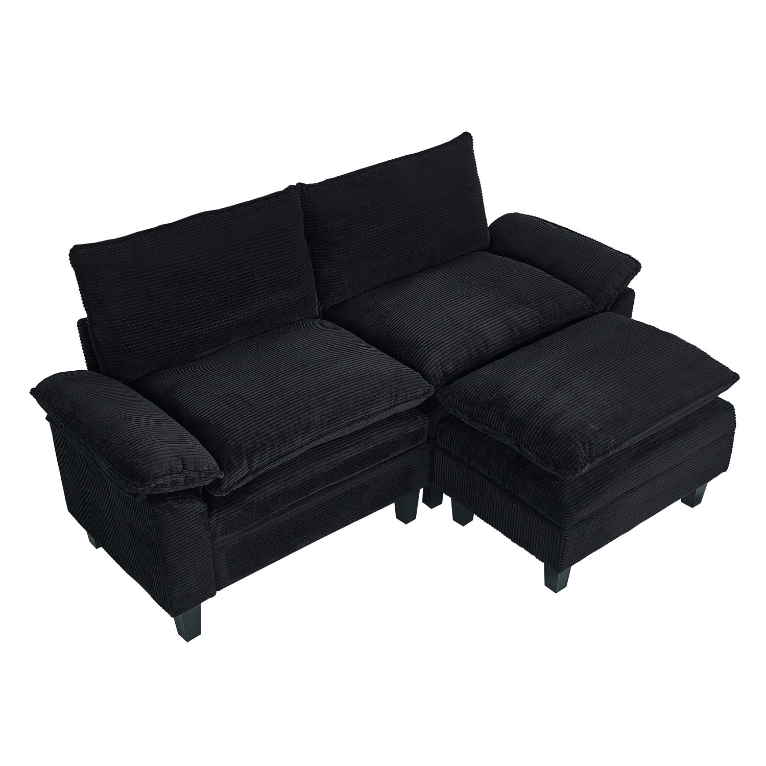 Gewnee Loveseat Sofa with Ottoman for Living Room, Modern Chenille Comfy Sectional Sofa Cloud Couch, 2-Seat