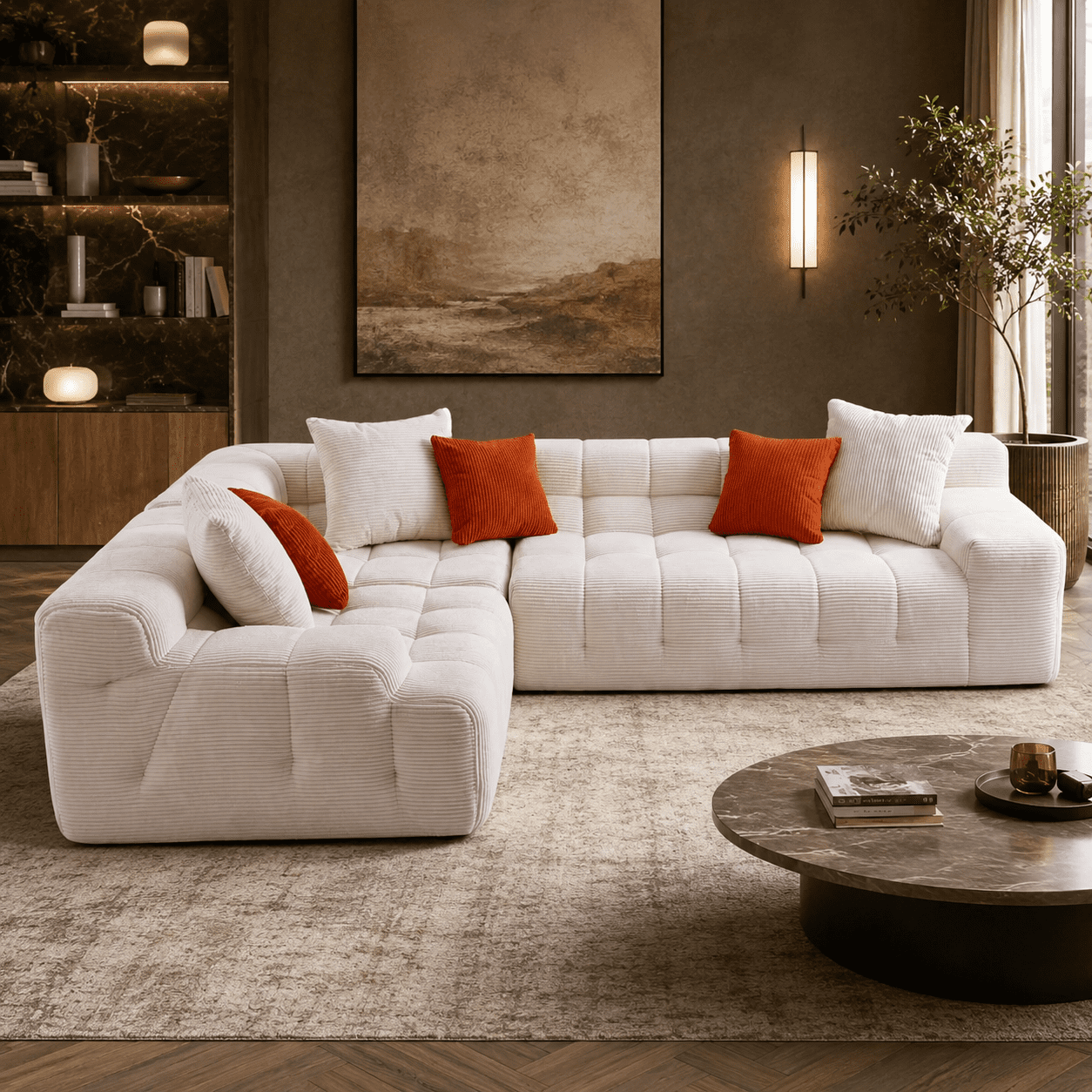 Gewnee Luxury Oversize L-Shape Sectional Couch with Chaise,Modern
