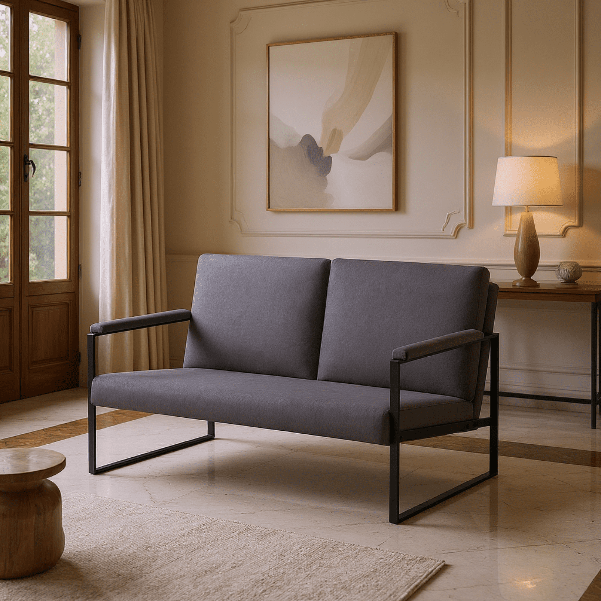 Gewnee 49.2-inch Metal Frame Loveseat Sofa Couch Stylish, Durable and Comfortable Seating for Living,Office,Multiple Spaces