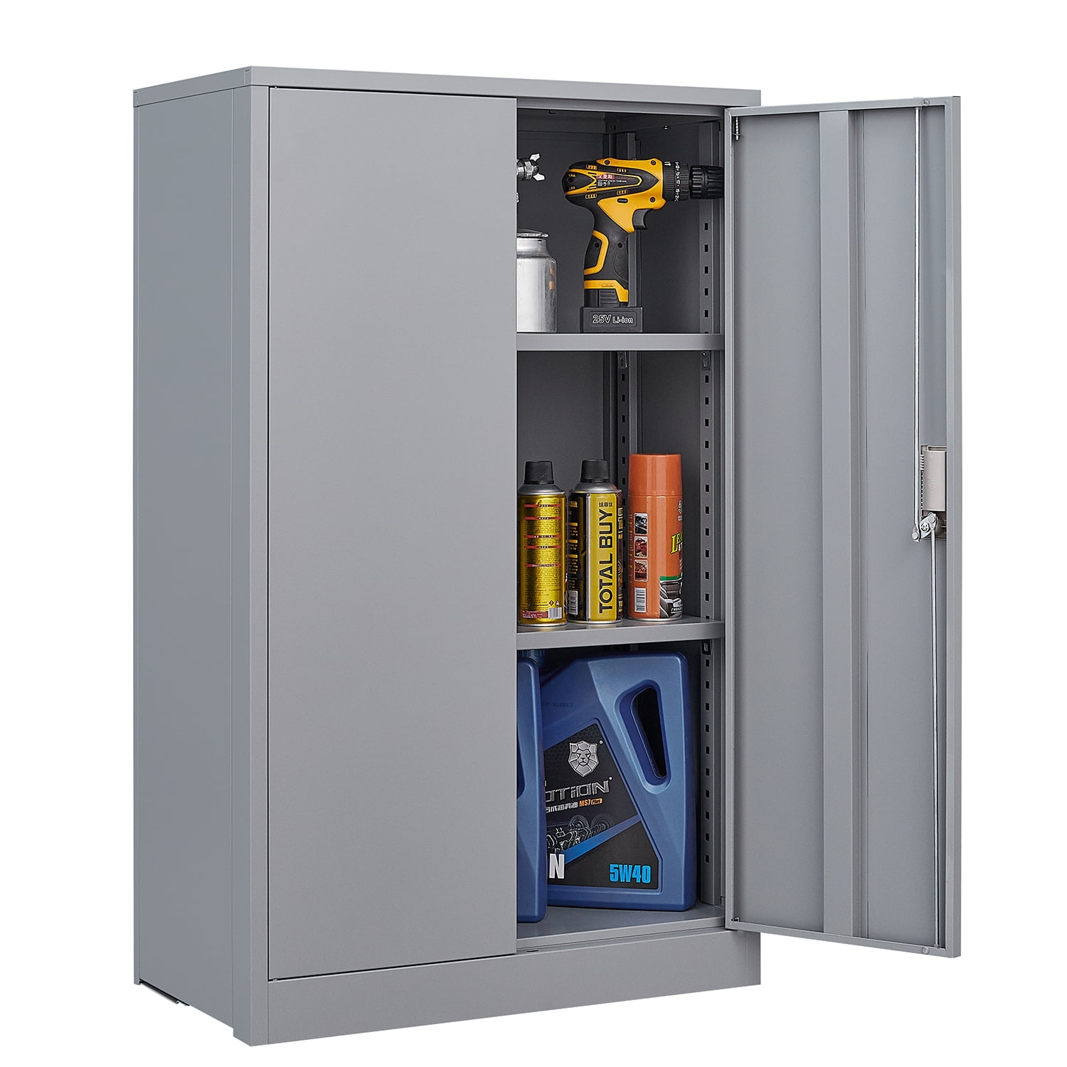 Gewnee Metal Storage Cabinet, 42 inch Folding Garage Cabinets with Adjustable Shelves and Locking Doors,Gray