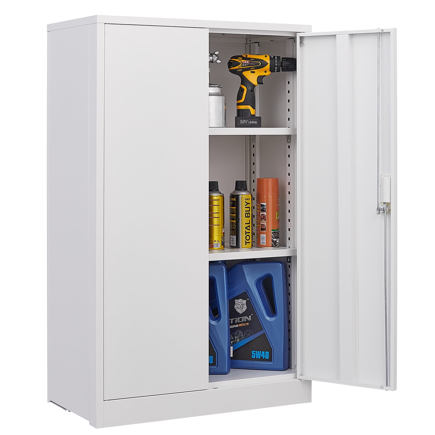 White metal clearance storage shelves