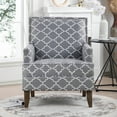 thumbnail image 1 of Gewnee Mid Century Armchair,Floral Print Accent Chair with Solid Wood Legs For Living Room,Gray, 1 of 1