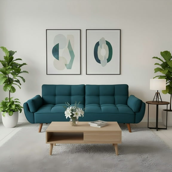 Gewnee Mid-Century Modern Green Sofa - Solid Eucalyptus Wood Frame, 500 lbs Capacity, S-Shaped Springs for Apartments, Living Rooms, Studies