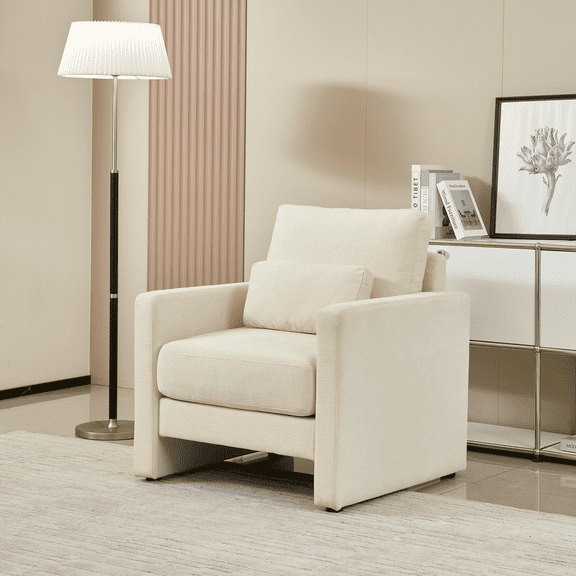 Gewnee Modern Chenille Accent Armchair - Upholstered with Solid Wood Frame, for Living Room, Bedroom, Office