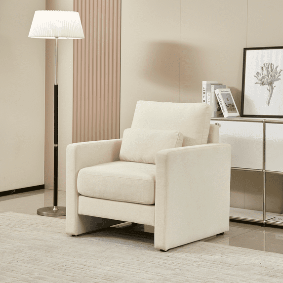 Gewnee Modern Chenille Accent Armchair - Upholstered with Solid Wood Frame, for Living Room, Bedroom, Office