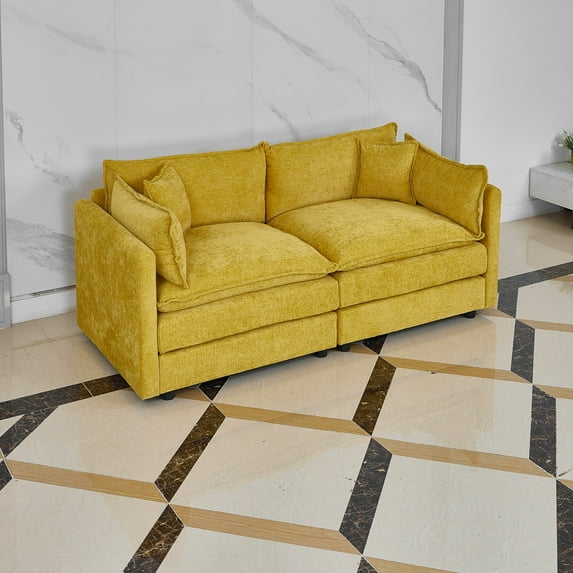 Gewnee Modern Cloud Comfy Chenille Loveseat Sectional Sofa Couch, Deep Seat & Wider Armrest for Living Room, Apartment, Office, Small Space