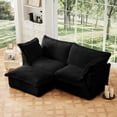thumbnail image 1 of Gewnee Modern Corduroy Deep Seat Loverseat Seational Sofa Couches With Ottoman,Comfy Black Corduroy L Shape Sofa Couch for Living Room,Apartment, 1 of 24