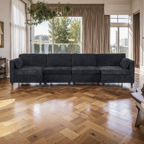Gewnee Modular 4 Seats Chenille Sectional Sofa Oversized Deep Seat ...