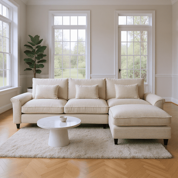 Gewnee Modular Sectional Sofa with Movable Tea Table, L Shaped Cloud Couch for Living Room