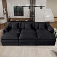 thumbnail image 1 of Gewnee Oversized Deep Seat DIY Combination Black Chenille Sectional Cloud Sofa Sleeper with 3 Ottomans & Soft Pillows, Modular Couch Bed for Living Room, 1 of 20