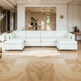 thumbnail image 1 of Gewnee Oversized U Shaped Convertible Upholstery Sofa Couch, 4 Seats Sectional Modular Cloud Sofa with 2 Ottomans for Living Room Apartment Office Studio, 1 of 11