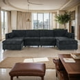 thumbnail image 1 of Gewnee Oversized U Shaped Convertible Upholstery Sofa Couch, 4 Seats Sectional Modular Cloud Sofa with 2 Ottomans for Living Room Apartment Office Studio, 1 of 10
