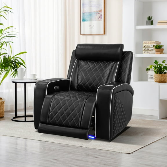 Gewnee Power Recliner Chair Oversized Electric Air Leather Reclining Chair, USB Charge with Cup Holder Port Comfortable Single Sofa for Living Room