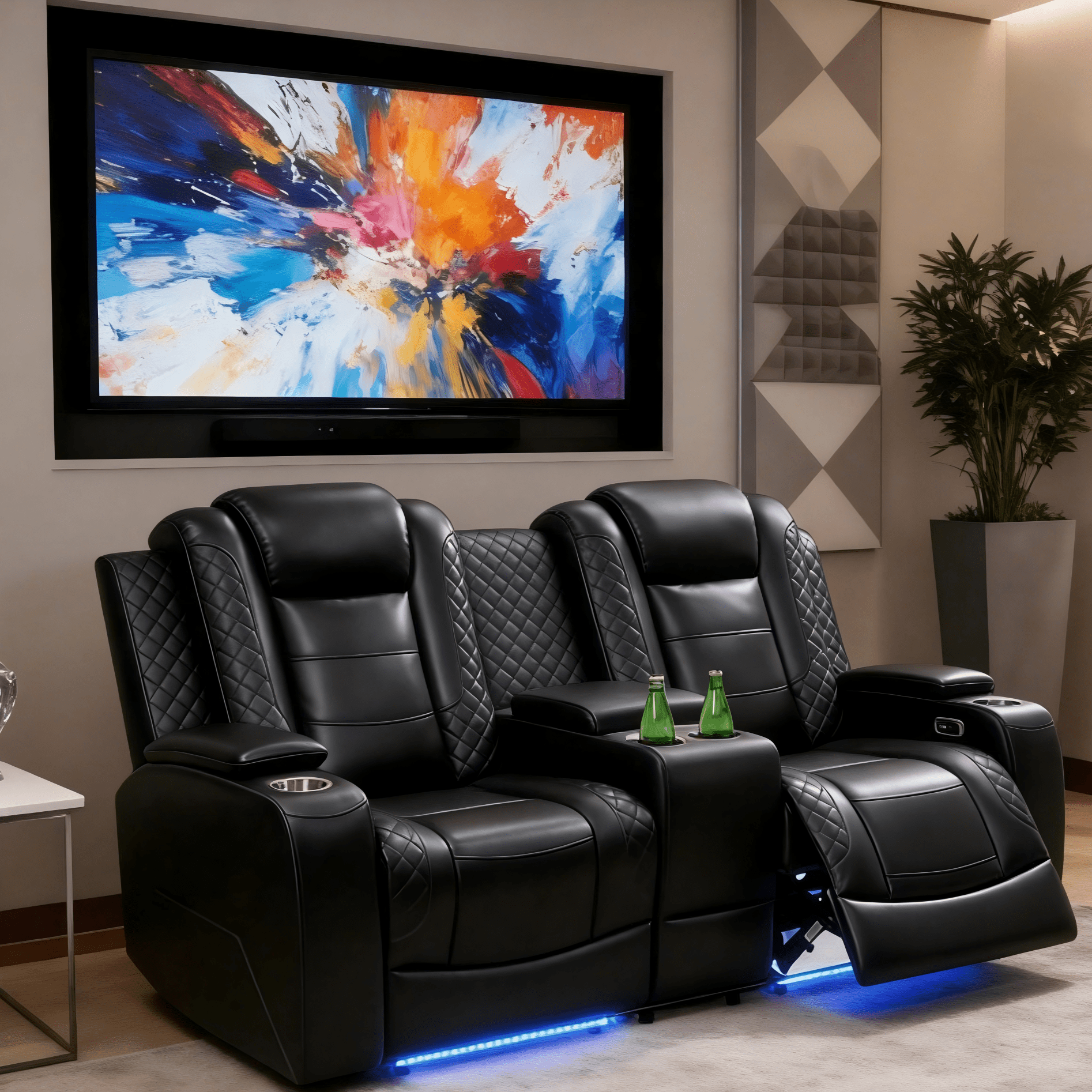 Gewnee Power Recliner Oversized Electric Air Leather Reclining Loverseat Sofa, USB Charge with Cup Holder Port Comfortable Sofa for Living Room