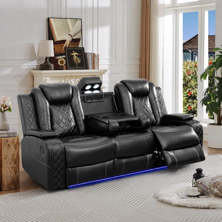 Living Room Leather Power Loveseat JASIWAY Power Reclining Sofa With Dual Recliners USB Ports Leather –  JASIWAY Furniture