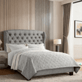 thumbnail image 1 of Gewnee Queen Size Upholstered Platform Bed Frame with Adjustable Wingback Headboard.Box Spring Required.Light Gray, 1 of 7