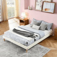 thumbnail image 1 of Gewnee Queen Size Faux Leather Platform Bed Frame,No Box Spring Needed,Solid Wood Center Support,White, 1 of 14