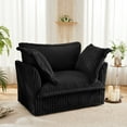 thumbnail image 1 of Gewnee Set of 2 Deep Seat Slipcovered Armchairs Black Corduroy Fabric Accent Chair Set for Living Room, Reading Room, Bedroom, 1 of 25