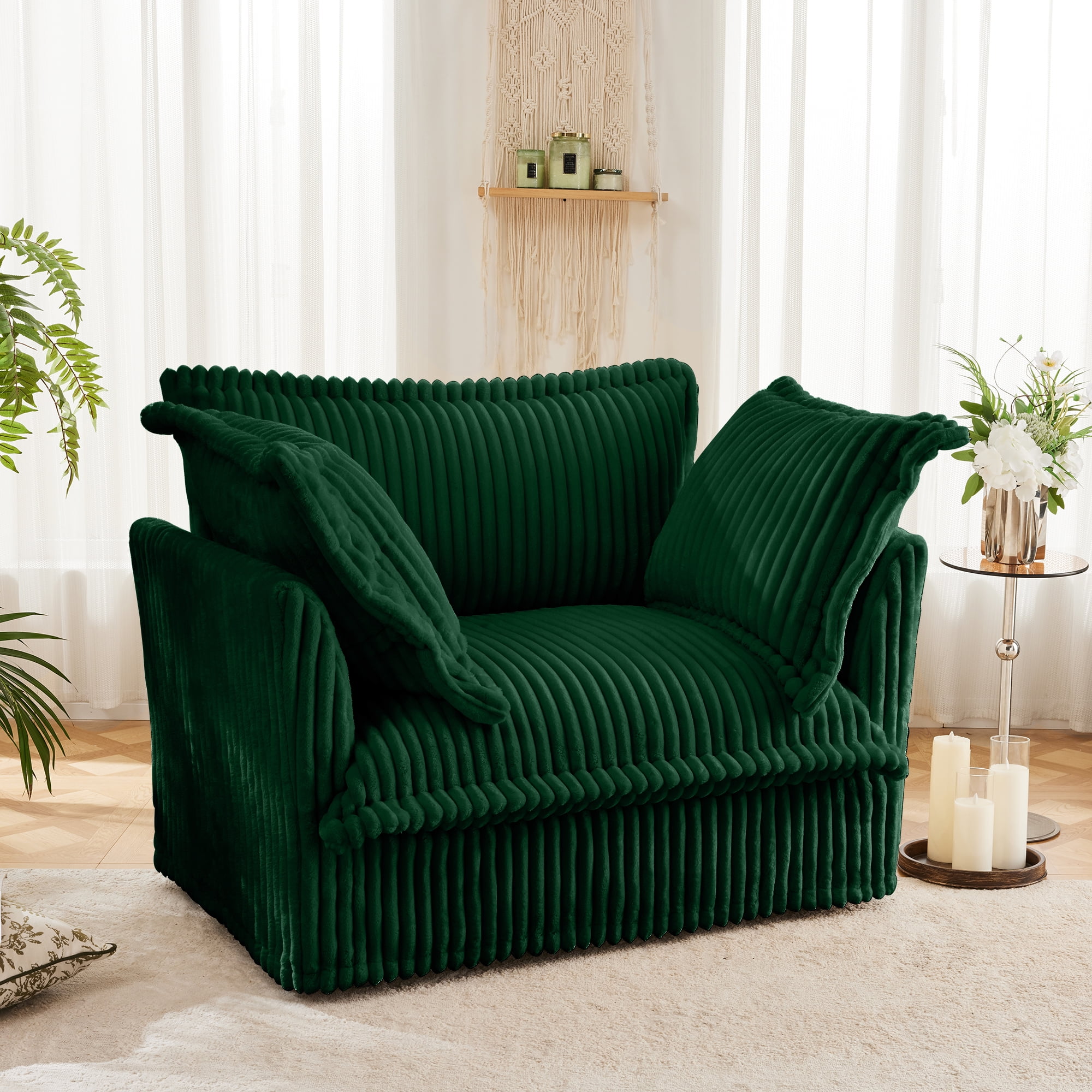 Gewnee Deep Seat Slipcovered Corduroy Armchair Fabric Accent Chair  for Living Room, Reading Room, Bedroom